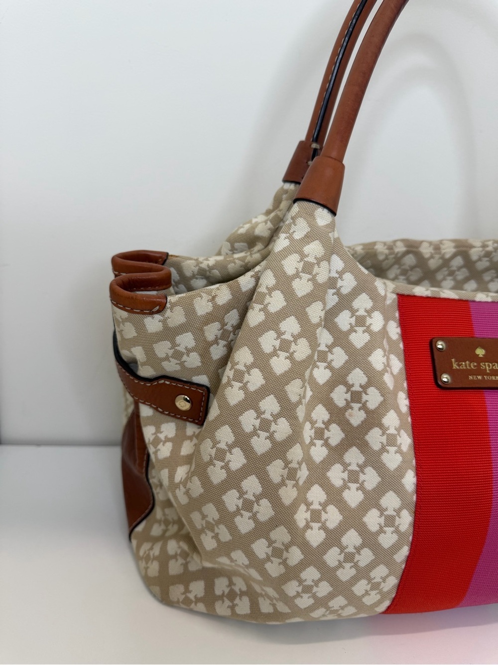 Kate Spade Stucco Stevie Canvas Shoulder Bag Logo preppy designer - Picture 4 of 14
